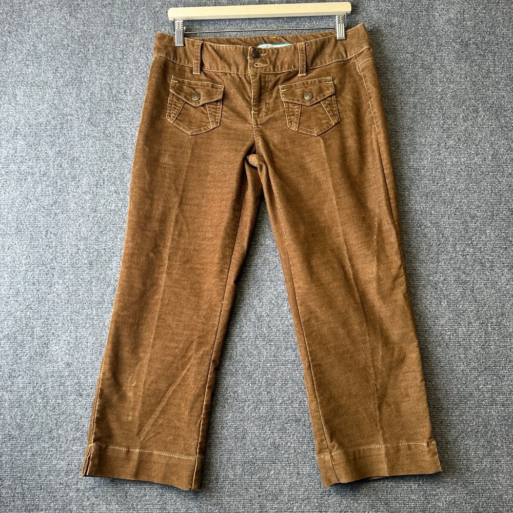 Aeropostale Corduroy Pants Womens 7/8 Brown Y2K Low Rise Flare Boho Retro